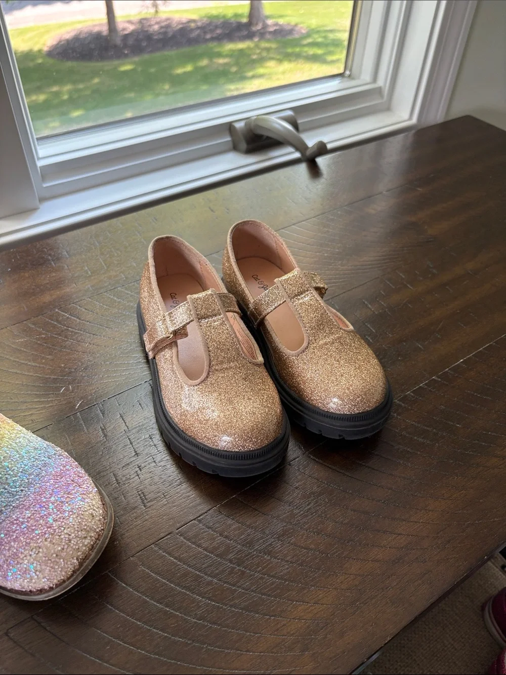 Girls Glitter Rainbow Cowgirl Boots & Rose Gold Mary Janes Set